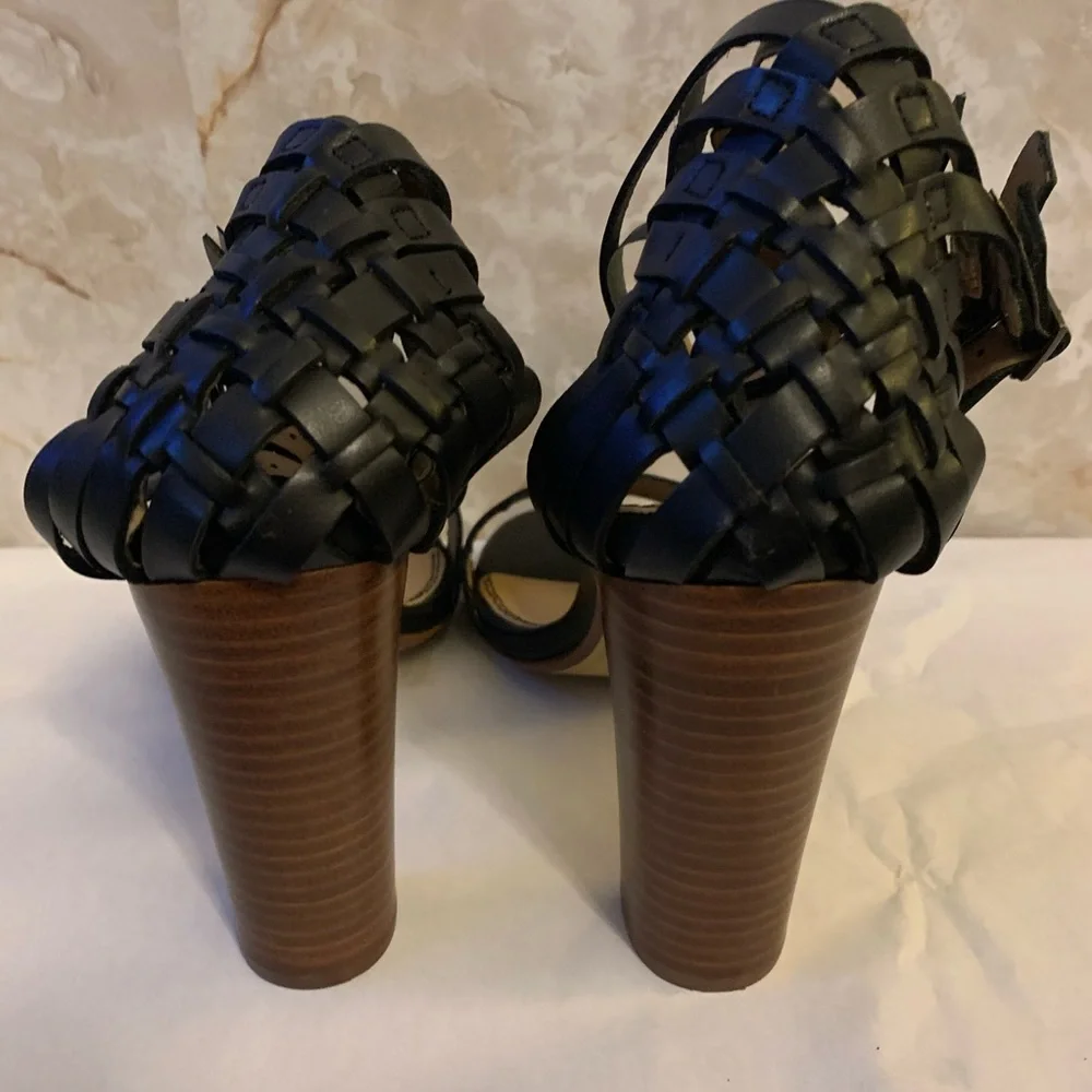 Splendid Jena 7.5 leather weave ankle strap heel